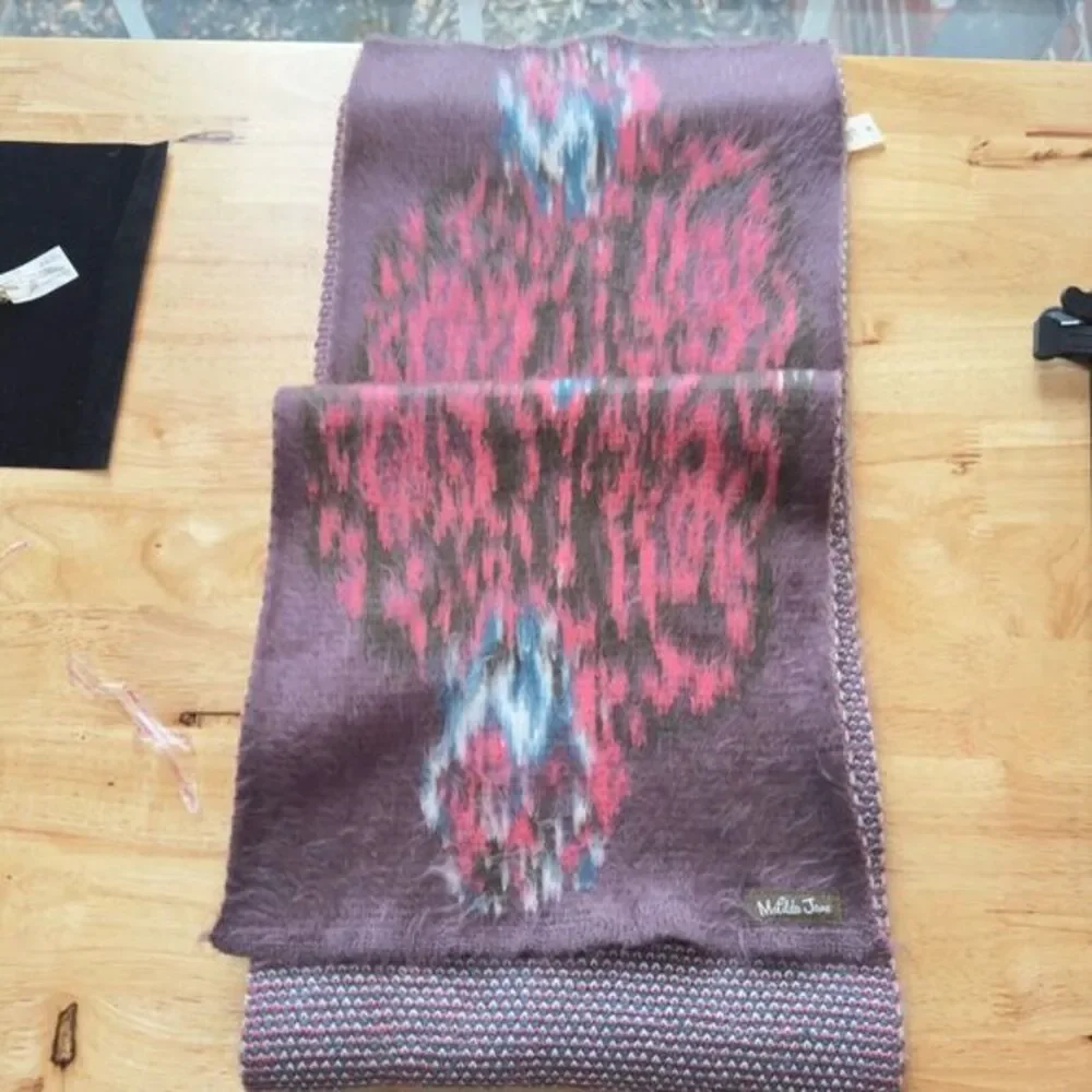 100% Acrylic Matilda Jane‎ Long Woven Scarf Pink & Purple Multi Color WARM 11x90